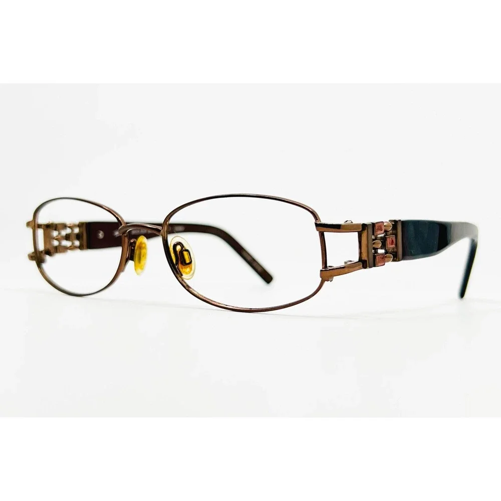 Tura Eyeglass Frames Womens Brown Oval Full Rim Metal Designer 51-17-135